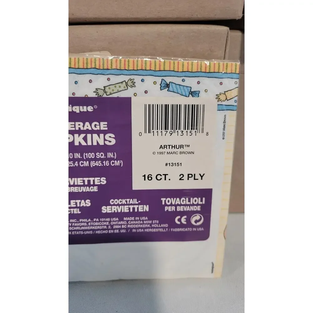 Vintage 1997 Arthur Birthday Beverage Napkins 16 Ct 2-Ply Unique Party Supplies